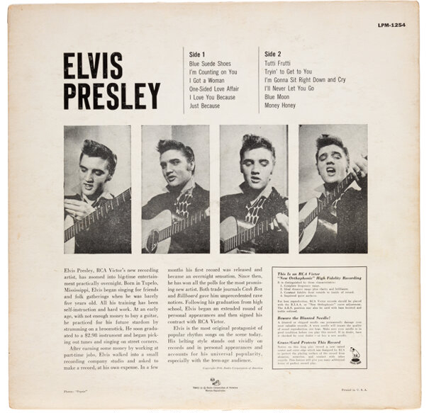 Elvis Presley Self Titled Debut Vinyl Album Back Cover